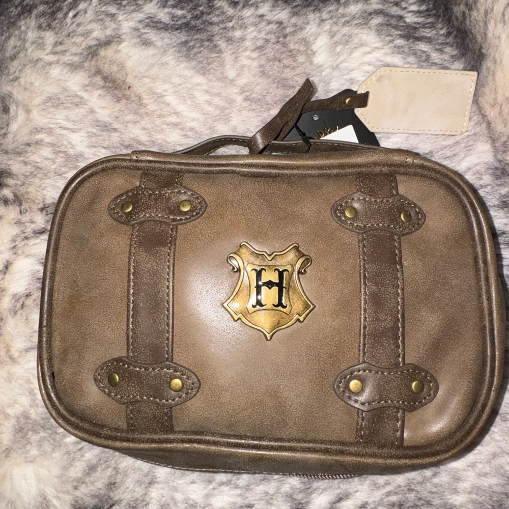 Harry Potter Leather Brown Travel Bag with Brass Crest